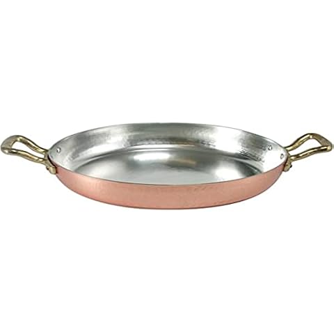 Pentole Agnelli ALCM110M28 Bandeja de cobre estañado con 2 asas de latón, 28 cm Cover
