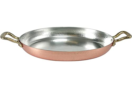 Pentole Agnelli ALCM110M28 Tegame in Rame Stagnato con 2 Maniglie in Ottone, 28 cm