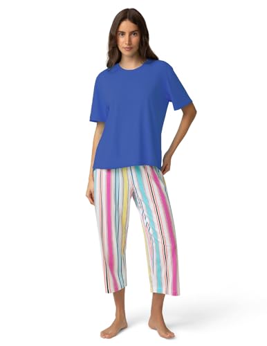 Image of HUE Women's Summer Vacation Pajama Separates, Soft, Whimsical Print Pjs with Tropical Beach Themes, Flip Flops, Cocktails
