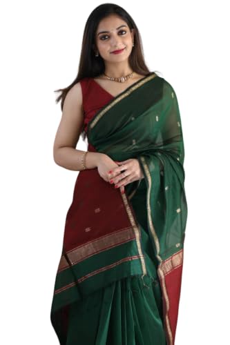 Image of SGF11 Women's Kanjivaram Soft Cotton Linen Silk Saree With Blouse Piece