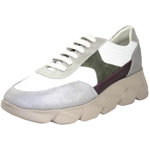Chaussures de sport décontractées en cuir modèle 26262 légères à lacets blancs