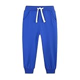 Girls Boys Fleece Lined Sweatpants Comfy Elastic Waist Casual Joggers Winter Athletic Track Pants with Pockets for 5-14 Years