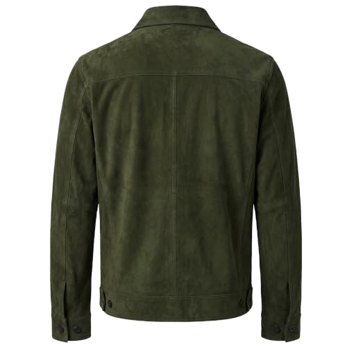 Image of Men's Suede Leather Jacket Real Lambskin Suede Casual Leather Jackets For Men Suede Trucker Coat for Mens
