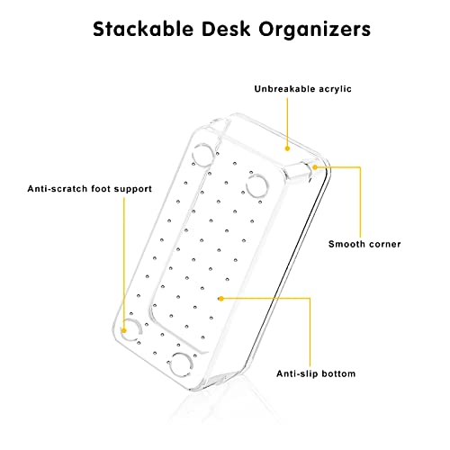 image for COOVCCO 16 Pcs Desk Drawer Organizer Trays, 5-Size Drawer Divider Stor