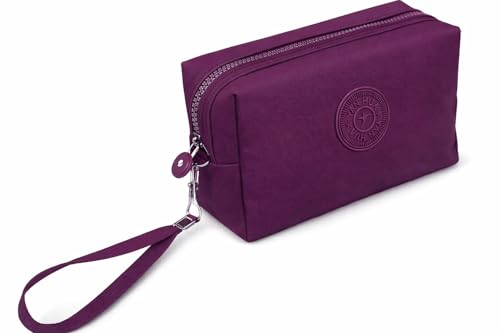 Estojo Escolar Grande Organizador em Nylon com Alça – Porta Lápis e Canetas Resistente, Estojo Multifuncional para Escola, Faculdade, Escritório e Viagem (Roxo)