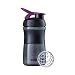BlenderBottle SportMixer Tritan Grip Shaker Bottle, Transparent Black/Plum, 20-Ounce