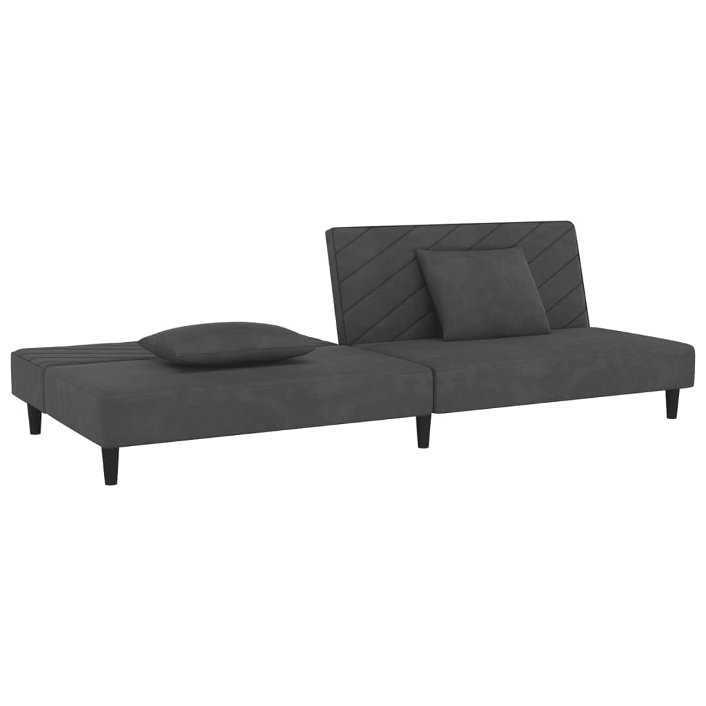 vidaXL Canapé-lit à 2 Places avec Deux oreillers Gris foncé Velours