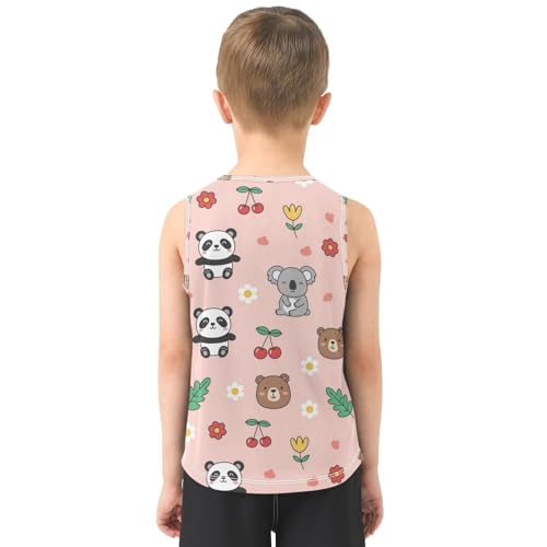 J JOYSAY Koala Panda Bear Flower Boys Tank Top Sleeveless Muscle Shirts Quick Dry Active Workout Sport Kids T-Shirts 3-15T3