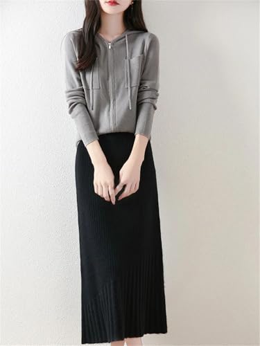 Women Merino Knit Skirt Trumpet Skirt Solid Color Office Soft Slim Mermaid Skirts2
