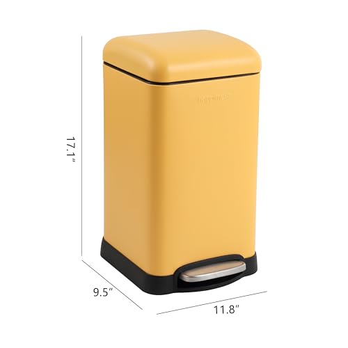 Image of happimess Betty Retro Mini 3.2 Gal Step Trash Can, Daffodil Yellow