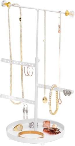 Sasha Morel T-Shaped Jewellery Stand with Base | Necklace Stand Jewellery Organiser - Bracelet Holder, Earring Storage Organiser, Dressing Table Organiser | Room Decor & Christmas Gifts for Girls