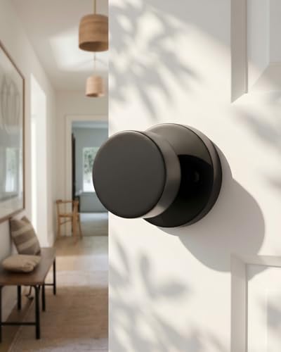 Image of Haidms Black Door Knobs Dummy- Single-Side Decorative Door Knob for Closet, Pantry & French Doors, Non-Turning Round Ball Design(2 Pack /4 Pieces)