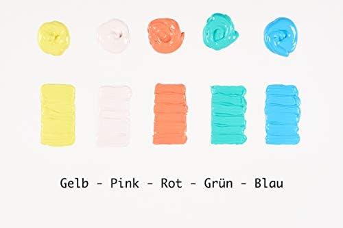 perfect ideaz colourful set of 5 tubes chalk paints, each 75 ml, 5 different creative pastel chalky colours, high colour pigment content, high coverage and fast drying acrylic paints