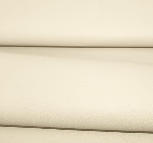 Tela de Polipiel para Tapizar 140cm x 50cm (Made in Europe) Piel Sintética Suave al Tacto para Manualidades, Muebles, Sofá, Asiento, Silla, Bolsos (Marfil)