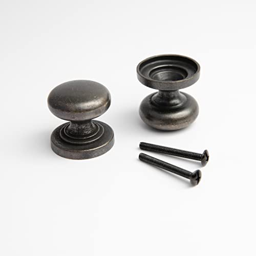 HARMAC HOUSE Vintage Cabinet Knobs 2 Pack Heavy Duty Antique Bronze Round Pull Handles, 32mm Diameter,Solid Kitchen Cupboard
