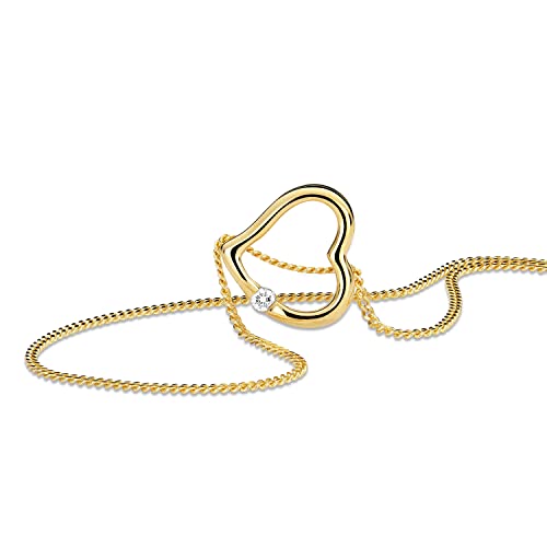 Collar corazón con diamante 0,01 quilates en oro 18K