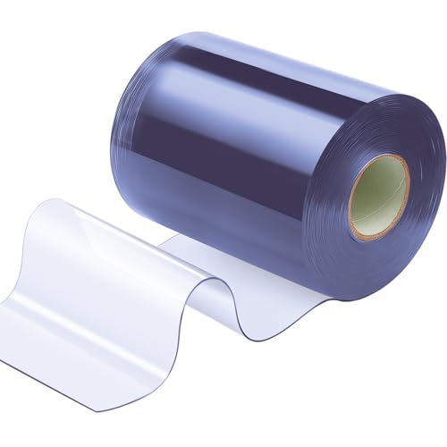 Image of Moukeren Plastic Curtain Strips, 50 ft x 12 in Clear PVC Strip Curtain Roll, Heavy Duty Plastic Insulated Freezer Door Strips for Commercial, Walk-in Cooler, Garage, Warehouse, 0.08 inch Thickness