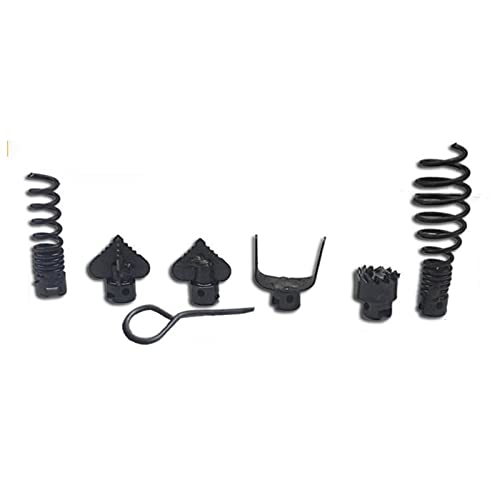 7 piezas de cabezales combinados para máquina desatascadora de drenaje, de acero manganeso anticorrosivo de 16 mm, con llave para desatascar tuberías miniatura 3