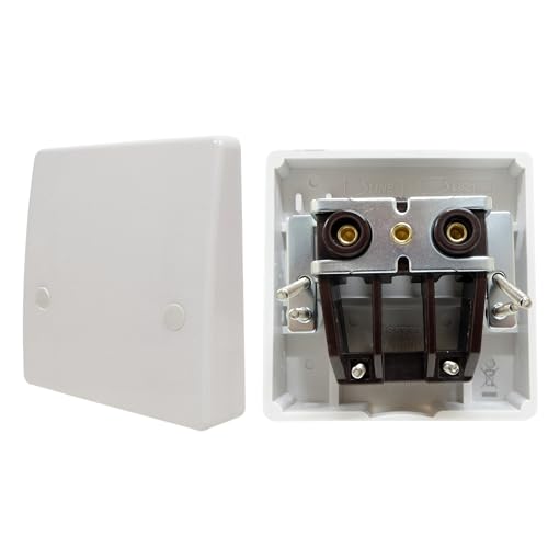 45A Cooker Connection Unit - 45 Amp Cable Plate for upto 10mm2 Cable - White Rounded Corners