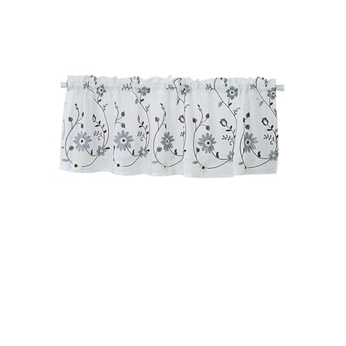 Visillo de cocina moderno KnSam de poliéster bordado con motivos botánicos 2