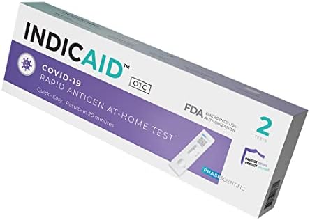 INDICAID COVID-19 Rapid Antigen Test, 1 Pack, 2 Tests Total, 4 Easy Steps & Results in 20 Minutes - Covid OTC Nasal Swab Test - HSA/FSA Reimbursement Eligible