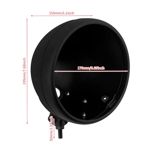 HDBUBALUS Motorcycle 7" Headlight Housing 7 Inch Head Lamp Bucket Fit for Harley Dyna Softail FX Custom Sportster XL (Black) by HDBUBALUS - Image 6