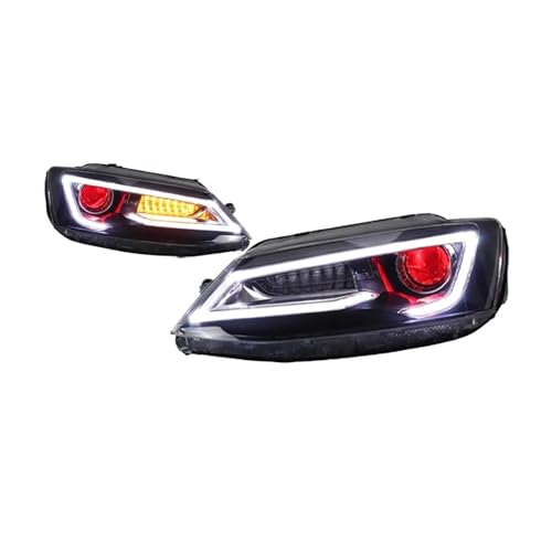 VAVGKDKPZB Faros Delanteros Izquierdo Para VW Para Jetta 2012 2013 2014 2015 2016 2017 2018 Conjunto De Faro Delantero LED Con Intermitente Secuencial(Demon Eye 1 Pair)