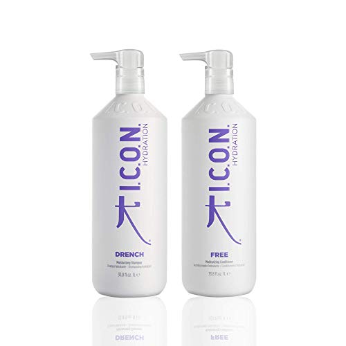 K.I.C.O.N. Drench Shampoo and Free Conditioner, Salon-Quality Hair Care, 33.8 Ounces Each