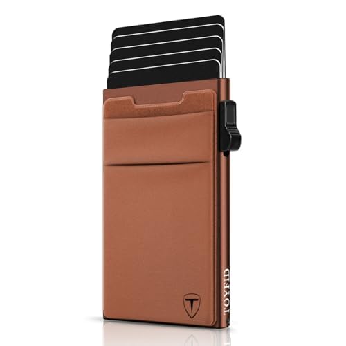 TOYFID Minimalistische Brieftasche-RFID-Schutz-Kartenhalter-Pop up Geldbörse-Schlankes Kreditkartenetui mit Münzfach
