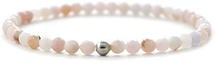 BERGERLIN Genuine Opal bracelet with 925 Sterling silver - real opal bracelet with 4mm pearls, faceted - Size S