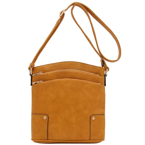 Image of ALYSSA Triple Zip Pocket Large Crossbody Bag