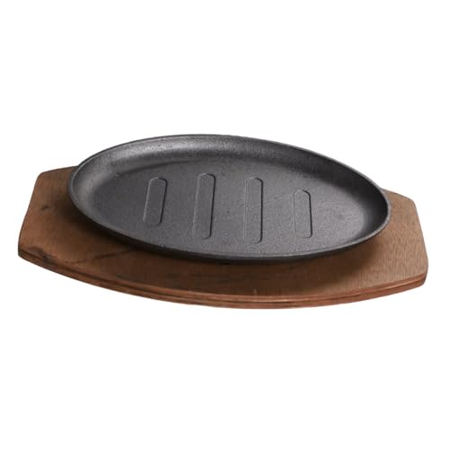 VALICLUD Sartén para Carne de Hierro Antiadherente Bandeja Redonda Reutilizable para Barbacoa y Teppanyaki 20 Cm Adecuada para Cocina Hogar y Restaurante