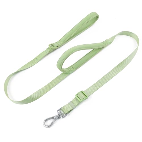 Wisedog Durable Two Handle Dog Leash: Dog Leash Heavy Duty with Dual Soft Padded Handles, Adjustable Length as Short Leash for Medium Large Dogs (Sage Green, L|5.2 ft-6 ft)