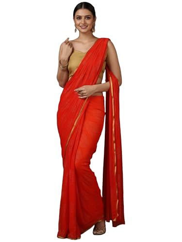 Image of AKHILAM Women's Pink Chiffon Floral Printed Saree With Unstitched Blouse Piece (DOLY2604 AI)