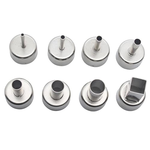 8 piezas de punta de boquilla de soldadura para pistolas de aire caliente, repuesto para estaciones de retrabajo de aire caliente 858 / 858D, acero inoxidable