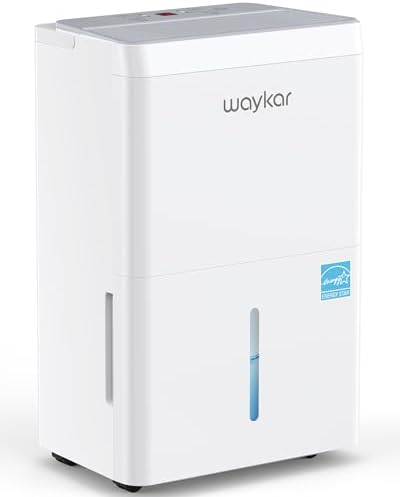 Waykar 6000 Sq.Ft Energy Star Dehumidifier for Basement & Home, 120 Pint/Day with Drain Hose & Tank, Ultra Quiet (40 dB), Smart Auto Comfort Mode