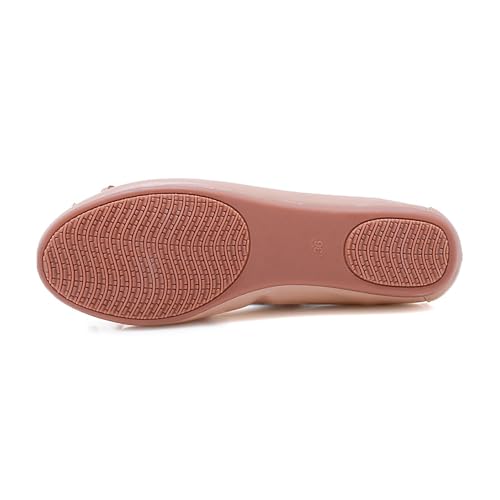 JiangWei Shu Women's Bow Knot Round Toe Soft Ballet Flats Slip On Walking Shoes4