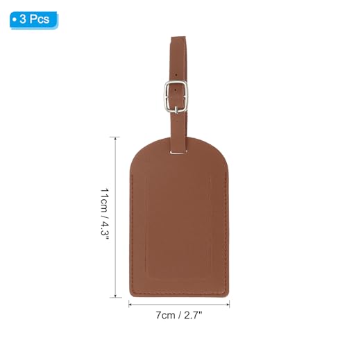 PATIKIL Luggage Tags for Suitcases, 3 Pack Premium PU Leather Baggage Tags Privacy Protection Luggage Identifier Travel Bag Labels, Brown2