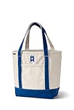 Lands' End Natural Open Top Canvas Tote Natural/beacon Blue No SzMedium
