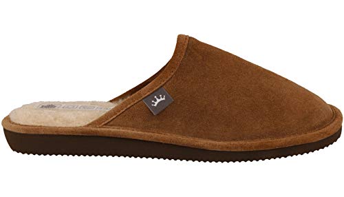 Zapatillas De Casa Hombre de Piel de Cordero y de Lana Natural (46 EU, Marrón 983)