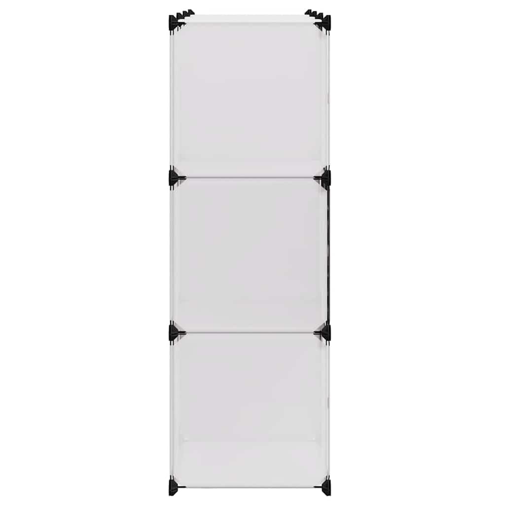 Estantería de 9 estantes modulares de polipropileno y alambre de acero, organizador versátil para salón, oficina o pasillo, estantería de pie en blanco y negro, dimensiones 110 x 37 x 110 cm
