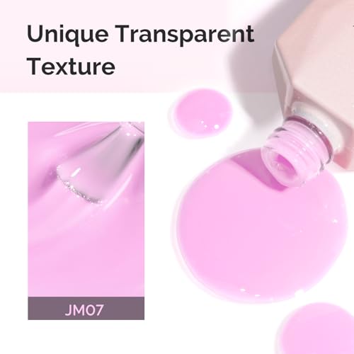 Image of MelodySusie Jeweliver Gel Nail Polish, 0.5Fl Oz Pink Puprle Jelly Gel Polish Sheer Translucent Nude Soak Off UV LED Light Cure Spring Summer Colors Manicure Nail Art DIY at Home JM07