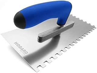HOGARD Notched Tiling Trowel 0.3" x 0.3" | Stainless Steel Toothed | Best Tile Adhesive Spreader for Your Plastering Tool Kit | Made in EU