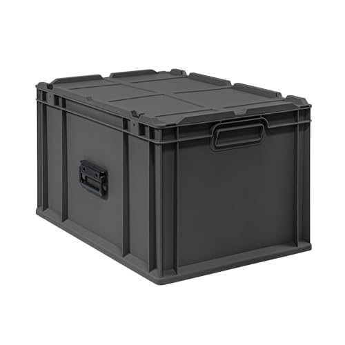 PROREGAL Eurobox NextGen Portable | HxBxT 33,5x40x60cm | 65 Liter | Schwarz | Eurobehälter, Transportbox, Transportbehälter, Stapelbehälter