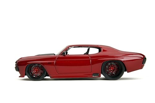 Jada Pink Slips 1:24 W7 1971 Chevy SS Die-Cast Car w/Base, Toys for Kids and Adults(Candy Red), 8 inches - Image 4