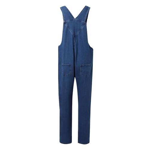 Pantalones de peto de mezclilla largo pelele mono vaquero tallas grandes cómodo 4