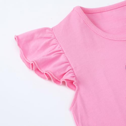 Image of HILEELANG Toddler Girl Summer Short Outfit Sets Cotton Short Sleeve Tops Tees Shorts Clothing Sets
