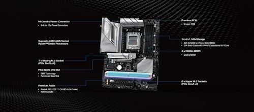 Image of ASRock AMD B850 LiveMixer WiFi 7 Socket AM5 Ryzen 9000 /8000 /7000 Series DDR5 8000+ (OC) MHz 256GB ATX Motherboard M.2 SATA3 6.0 Gb /s PCIe 5.0 BIOS Flashback 1 HDMI 1 DisplayPort