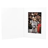 Golden State Art, Pack of 50, 4x6 Photo Folders, Cardboard Picture Frame, Paper Frame Cards, Greetings/Invitation Special Events: Graduation, Christmas, Wedding (White/Angel)