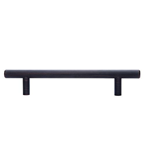 Amazon Basics Euro Bar Cabinet Handle (1/2-Inch Diameter), 6.38-Inch Length (4-Inch Hole Center), Oil Rubbed Bronze, 10-Pack #TOP3